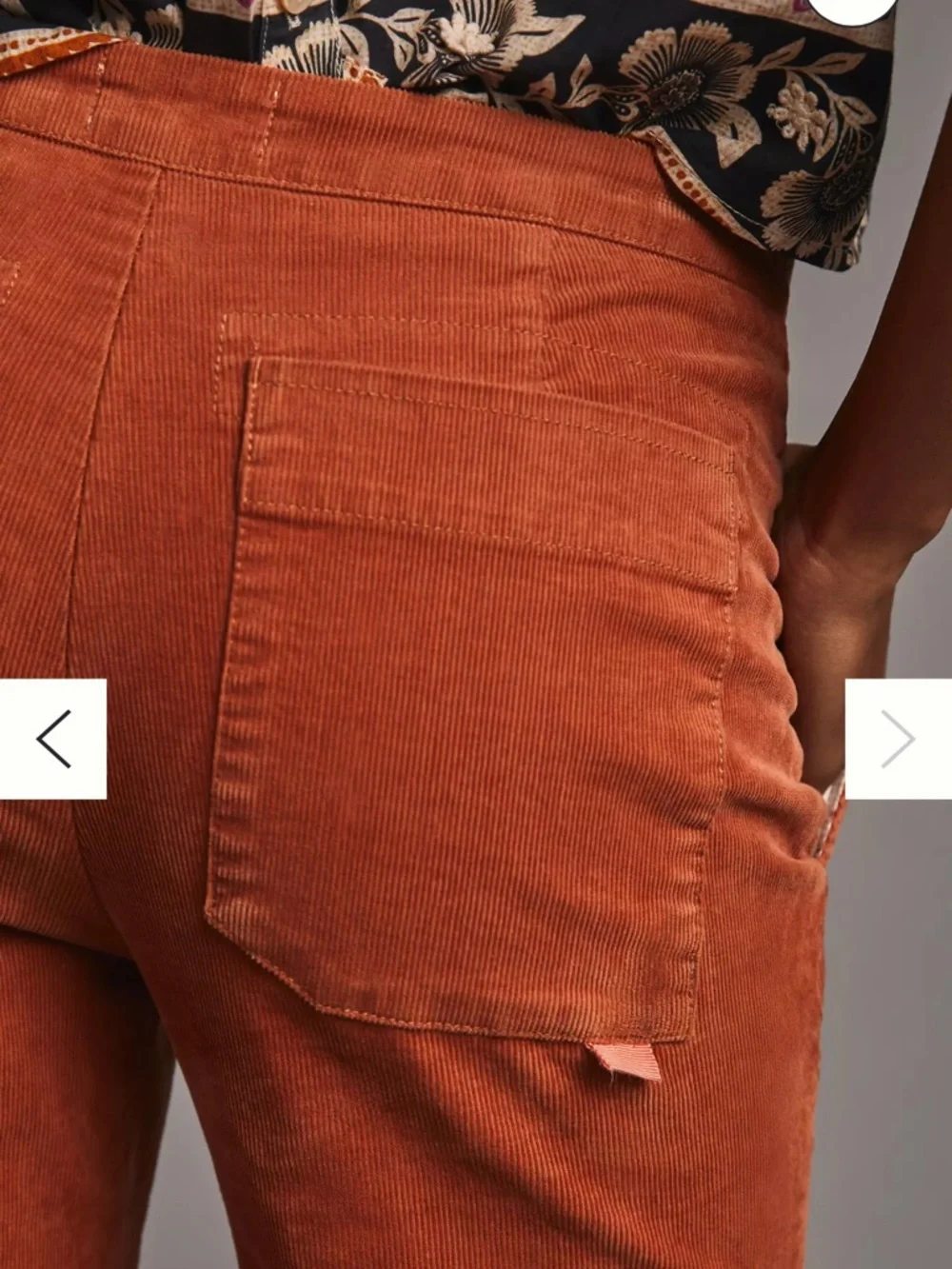 Maeve Anthropologie Wide-Leg Thin Corduroy Trousers US 16 Orange NWOT - Picture 3 of 11